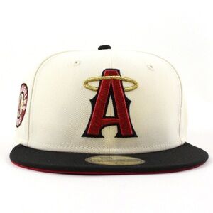 NWT Sz 7 1/4 ANAHEIM ANGELS A CITY CONNECT
NEW ERA 59FIFTY CHROME BLACK SCARLET